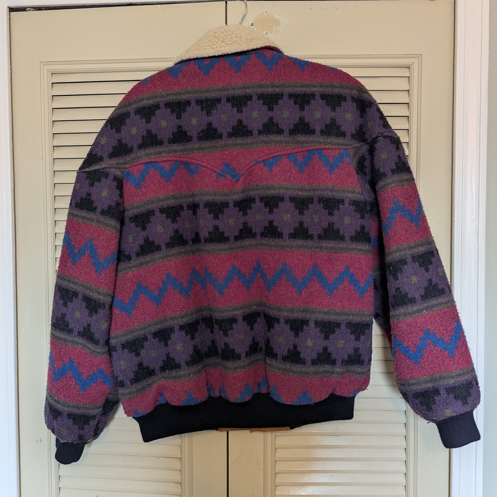 Men's Multicolor Patterned Jacket With Shearling … - image 2